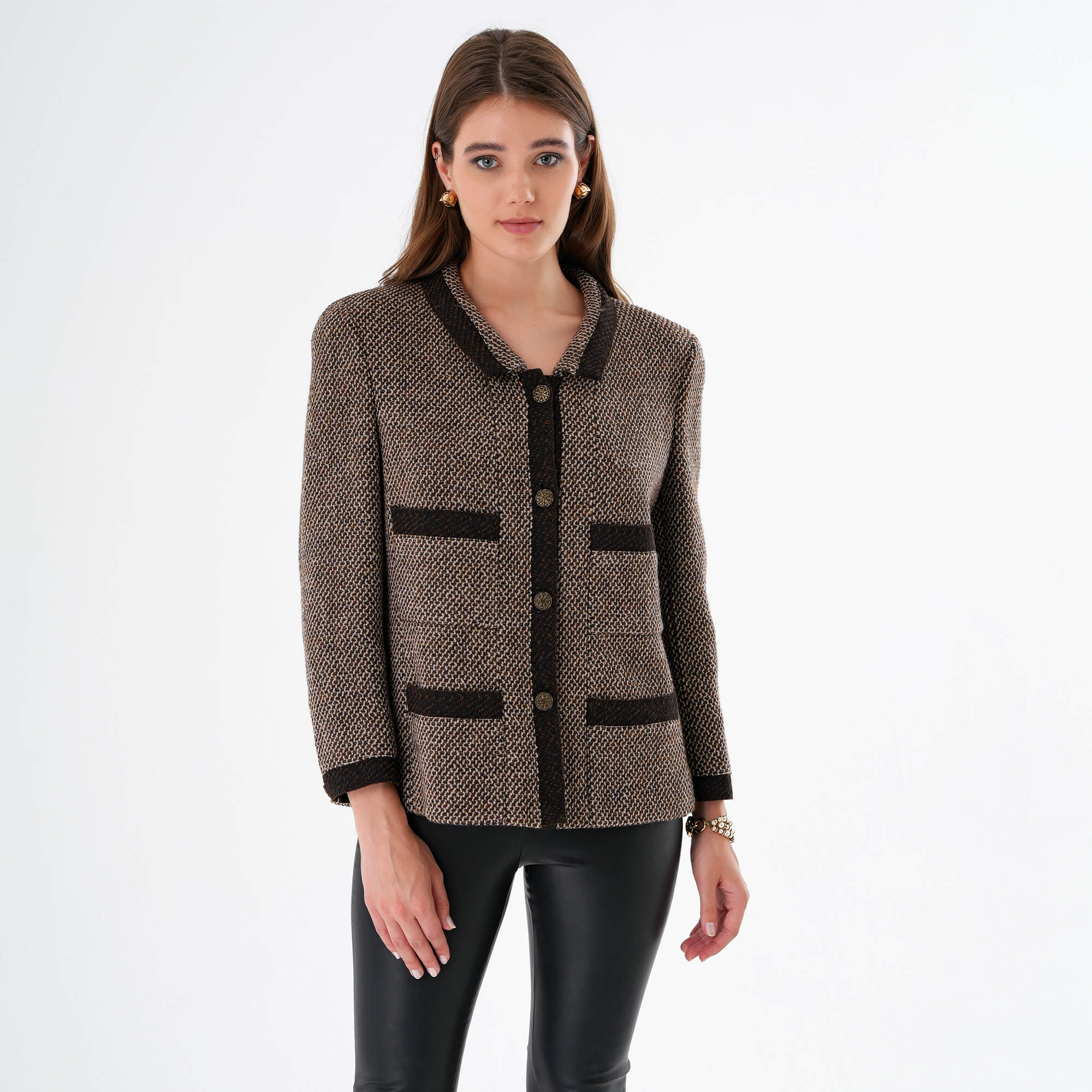 Chanel - 98A Vintage Brown Wool Classic Jacket FR46